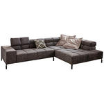 ECKSOFA Dunkelgrau Velours  - Dunkelgrau/Schwarz, Design, Textil/Metall (321/216cm) - Hom`in