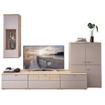 WOHNWAND  in Grau, Buchefarben  285/215/53 cm  - Silberfarben/Buchefarben, KONVENTIONELL, Glas/Holzwerkstoff (285/215/53cm) - Venda