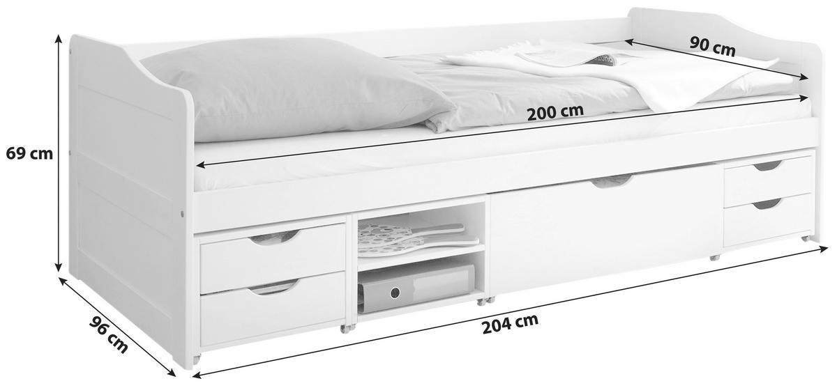 STAURAUMBETT 90/200 cm  in Dunkelgrau   - Dunkelgrau, Modern, Holz (90/200cm) - MID.YOU