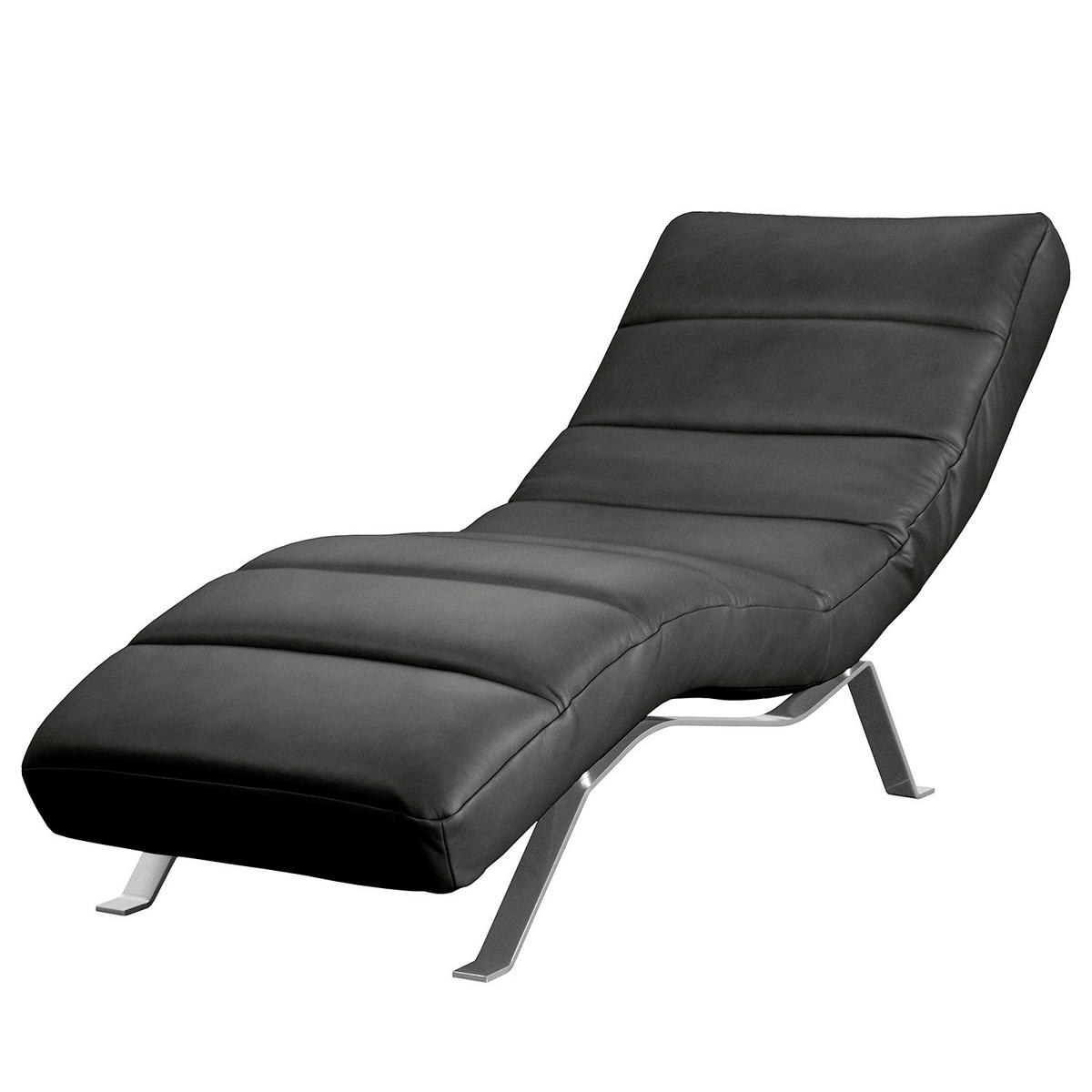 RELAXLIEGE Echtleder Schwarz  - Silberfarben/Schwarz, Design, Leder/Metall (65/65-95/171cm) - Livetastic