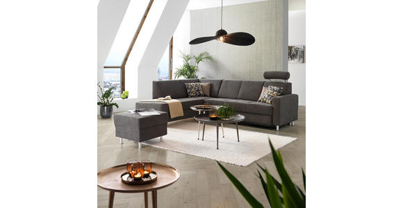 ECKSOFA in Flachgewebe Grau 198/256 cm - Chromfarben/Grau, Design, Kunststoff/Textil (198/256cm) - Xora