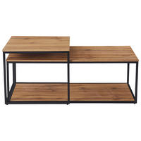 COUCHTISCHSET 50-100/55-50/53-35 cm rechteckig Eichefarben  - Eichefarben/Schwarz, Design, Holzwerkstoff/Metall (50-100/55-50/53-35cm) - Ti'me