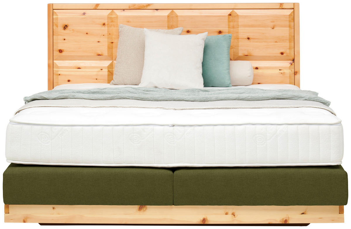BOXSPRINGBETT 180/200 cm  in Grün, Zirbelkieferfarben  - Zirbelkieferfarben/Grün, Natur, Holz/Textil (180/200cm) - Valnatura