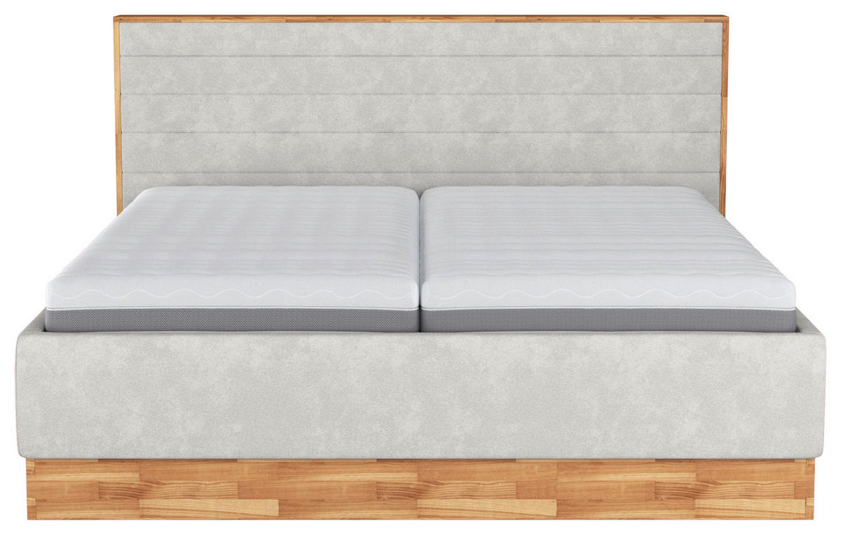KÁRPITOZOTT ÁGY 180/200 cm  világosszürke  - világosszürke/fekete, Basics, faalapú anyag/textil (180/200cm) - Carryhome
