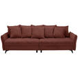 BIGSOFA  in Webstoff Dunkelrot  - Schwarz/Dunkelrot, KONVENTIONELL, Textil/Metall (282/94/127cm) - Ambia Home