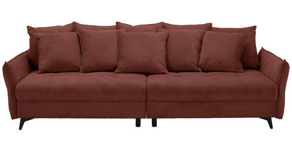 BIGSOFA  in Webstoff Dunkelrot  - Schwarz/Dunkelrot, KONVENTIONELL, Textil/Metall (282/94/127cm) - Ambia Home