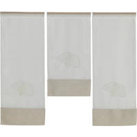 KURZGARDINE 3ER SET   90/80 cm   - Beige/Weiß, Natur, Textil (90/80cm)