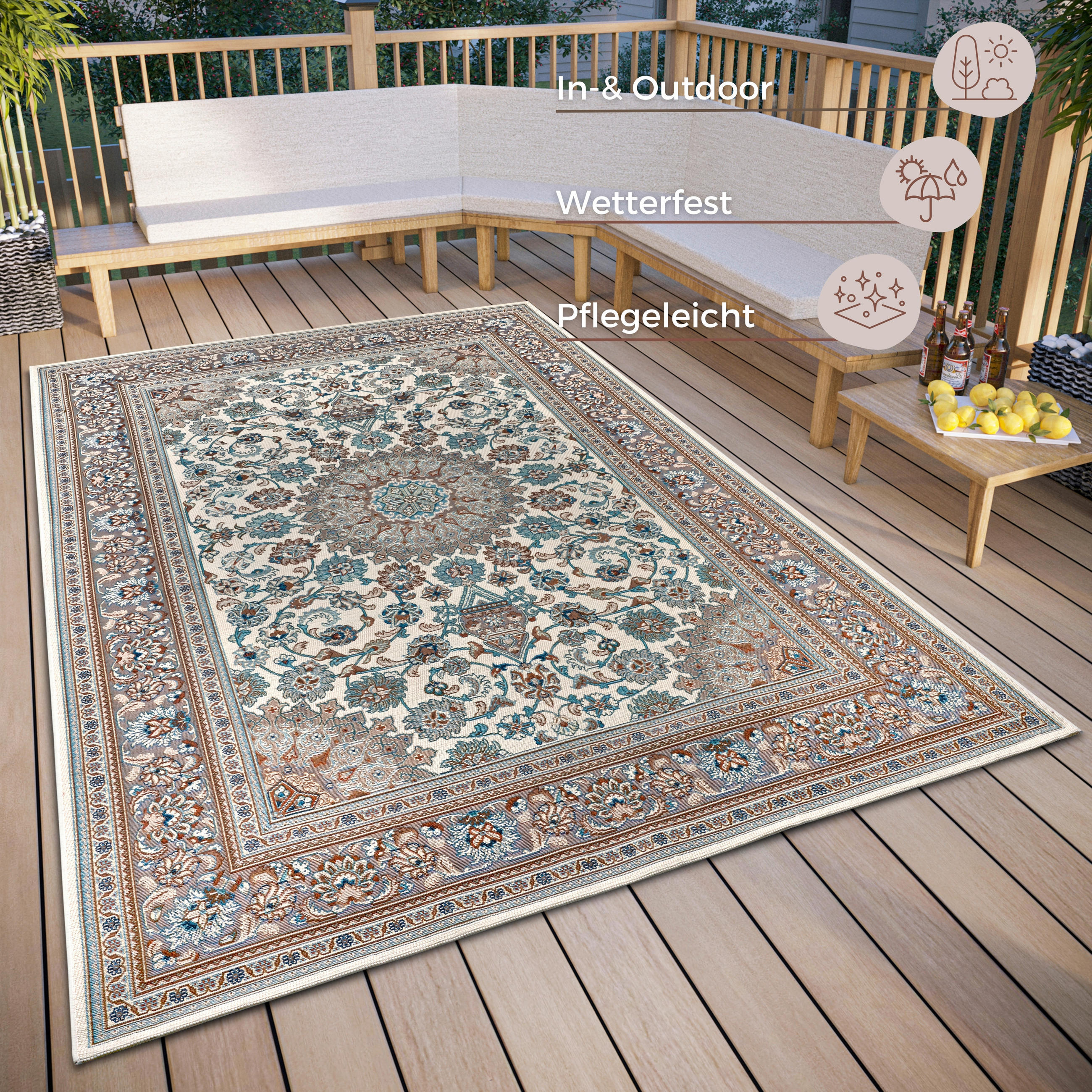 OUTDOORTEPPICH 120/180 cm Flair Creme, Beige  - Beige/Creme, Design, Kunststoff (120/180cm)