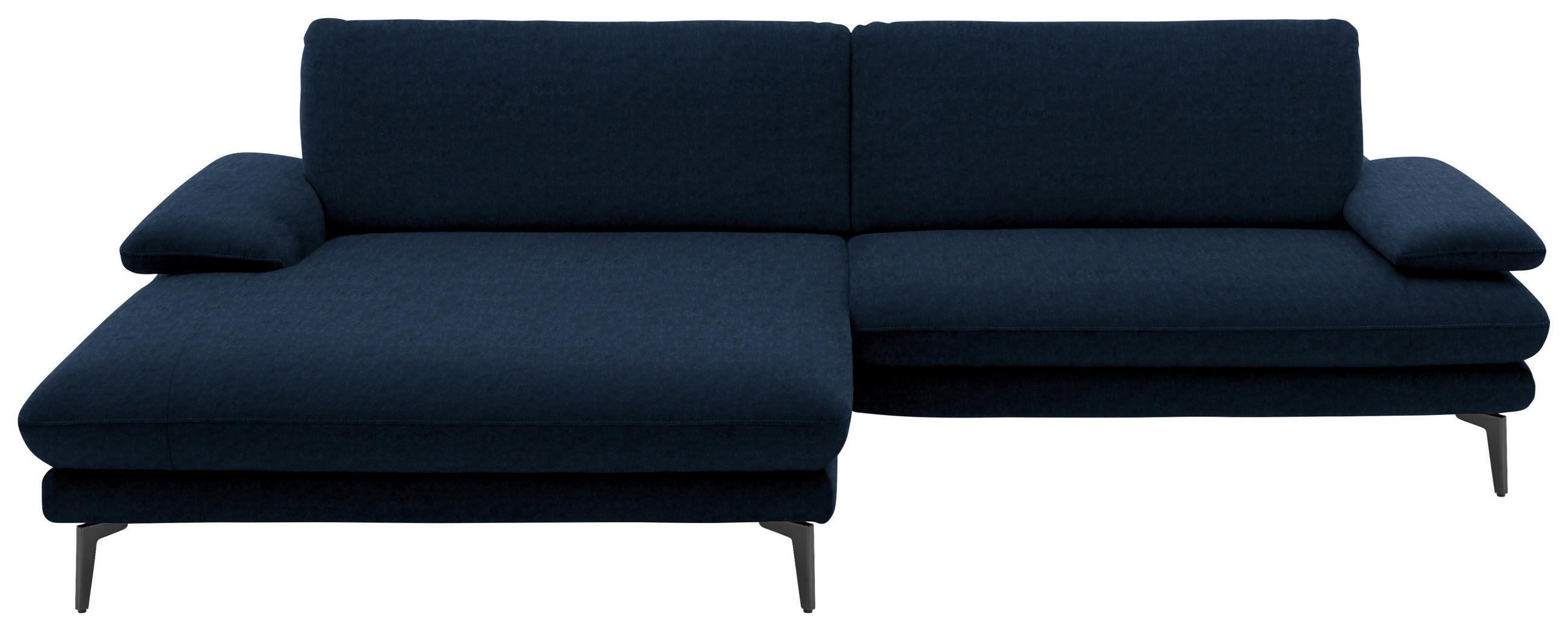 ECKSOFA in Velours Dunkelblau  - Schwarz/Dunkelblau, Design, Textil/Metall (184/284cm) - Dieter Knoll