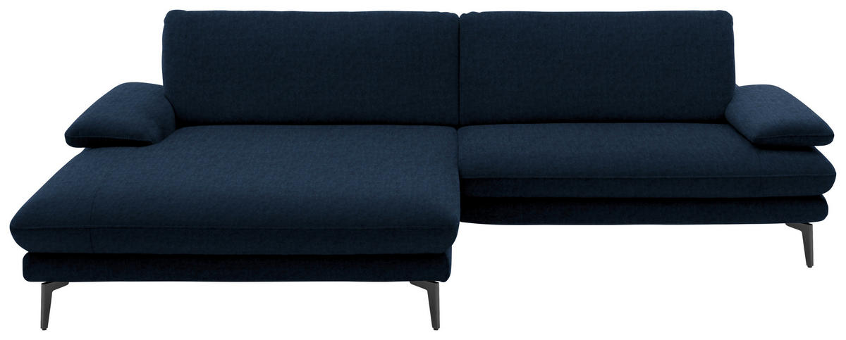 ECKSOFA in Velours Dunkelblau  - Schwarz/Dunkelblau, Design, Textil/Metall (184/284cm) - Dieter Knoll