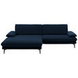 ECKSOFA  in Velours Dunkelblau  184/284 cm  - Schwarz/Dunkelblau, Design, Textil/Metall (184/284cm) - Dieter Knoll
