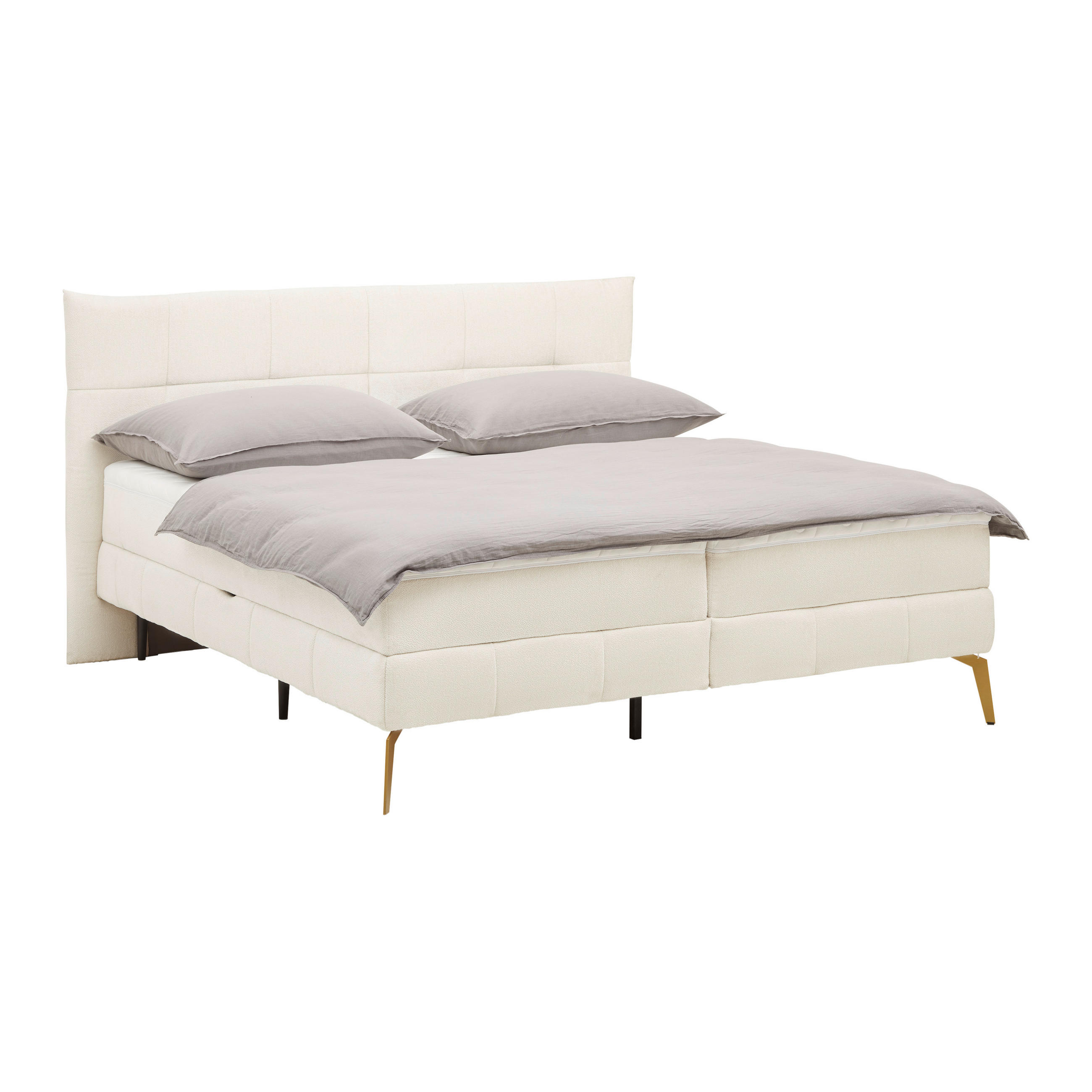 BOXSÄNG 180/200 cm  i cremefärgad  - guldfärgad/cremefärgad, metall/trämaterial (180/200cm) - Visionight