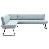 ECKBANK 163/223 cm Webstoff Schwarz, Eichefarben, Hellblau Eiche massiv Metall   - Eichefarben/Schwarz, Design, Holz/Textil (163/223cm) - Voleo