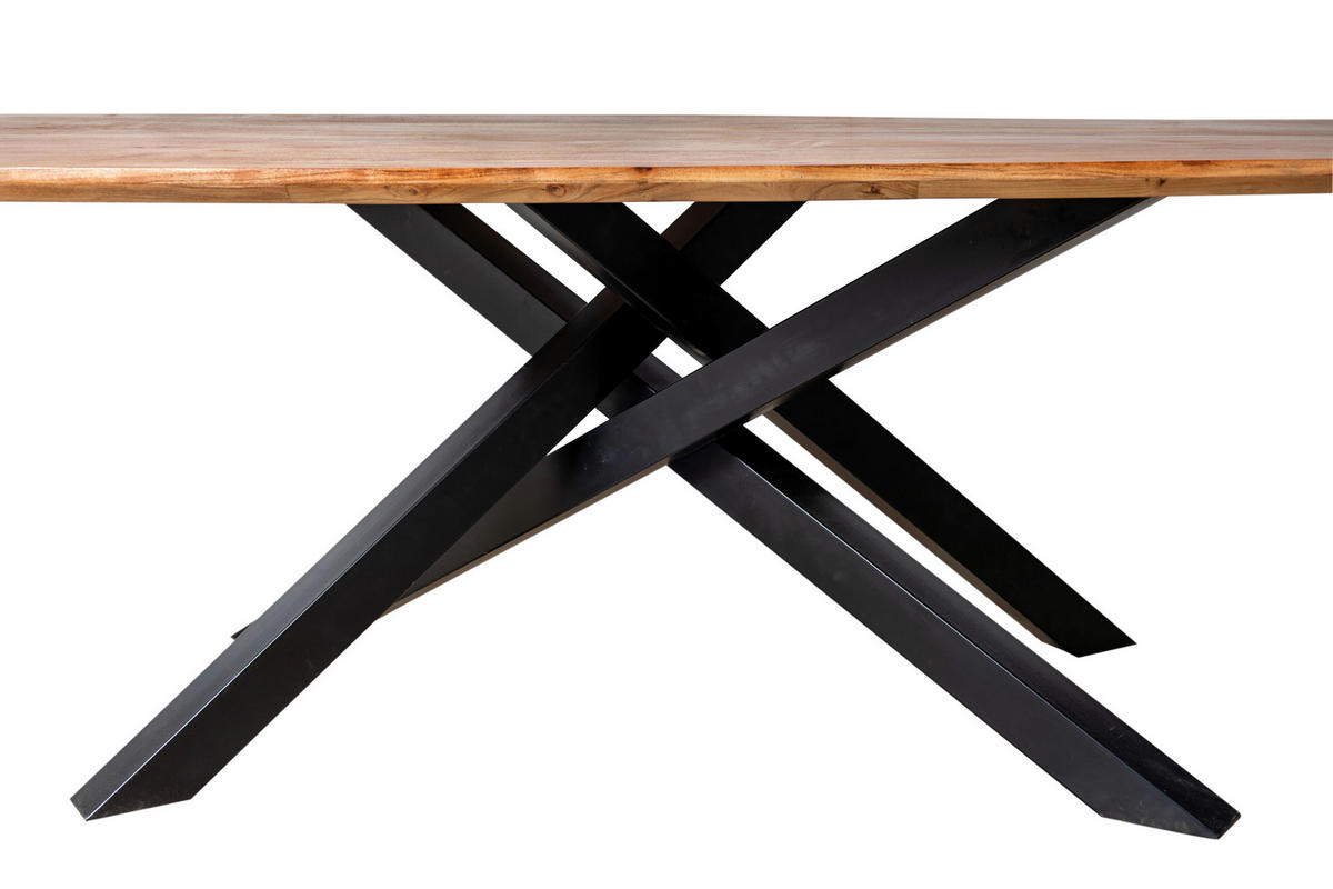 ESSTISCH Echtholz  Holz, Metall rechteckig Naturfarben  - Schwarz/Naturfarben, MODERN, Holz/Metall (220/76/110cm) - MID.YOU