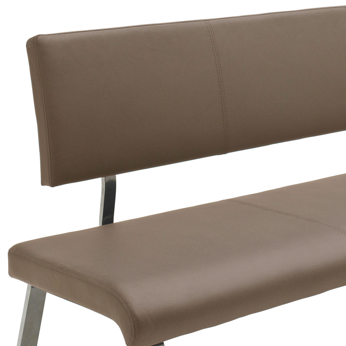 SITZBANK in Metall, Leder Edelstahlfarben, Cappuccino  - Edelstahlfarben/Cappuccino, Design, Leder/Metall (175/86/59cm) - Livetastic