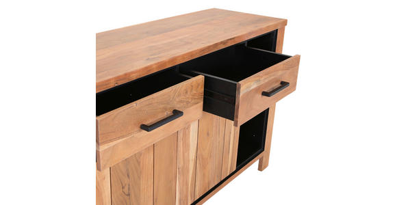 SIDEBOARD in 135/80/44 cm - Schwarz/Akaziefarben, LIFESTYLE, Glas/Holz (135/80/44cm) - Landscape