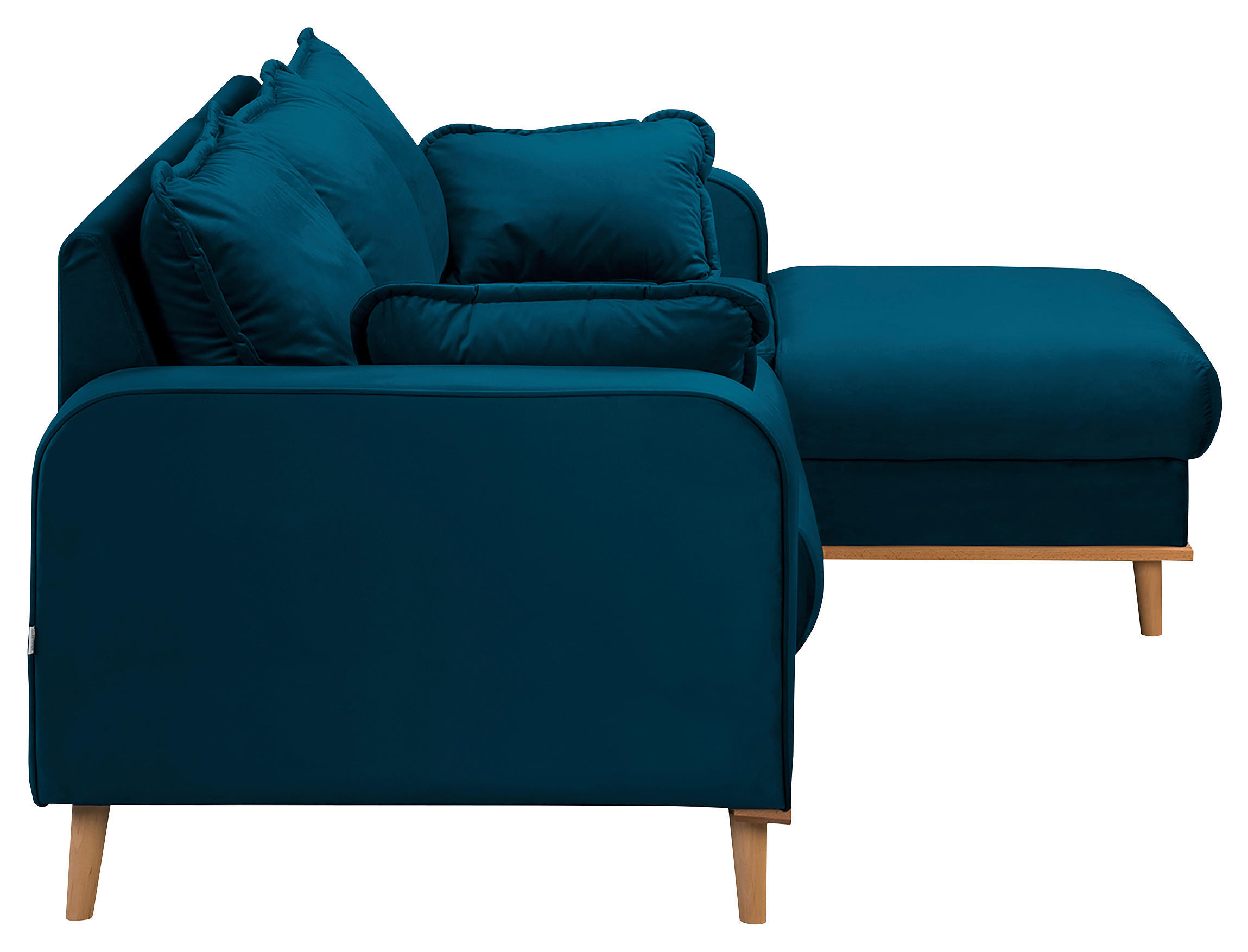 ECKSOFA in Mikrofaser Blau 230/150 cm - Wengefarben/Blau, Design, Holz/Textil (230/150cm) - Livetastic