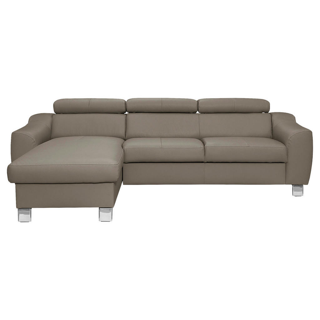 Thumbnail - Livetastic Ecksofa, Taupe, Textil, Leder, Echtleder, Rindleder, 3-Sitzer, L-Form, 242x176 cm, Made in EU, Bettkasten erh...