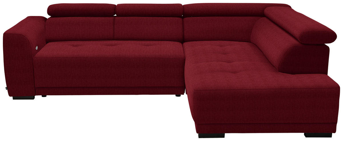 ECKSOFA in Chenille Rot  284/205 cm  - Rot/Schwarz, Design, Kunststoff/Textil (284/205cm) - Xora