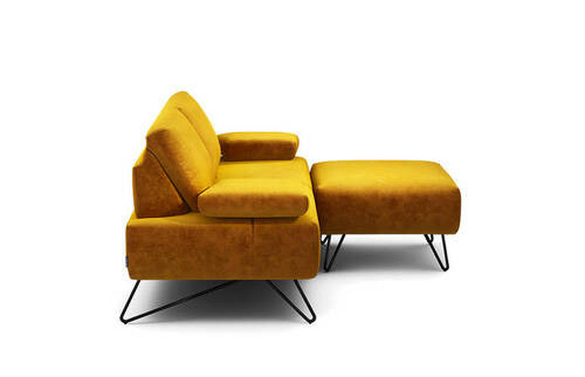 2-SITZER-SOFA in Samt Gelb  - Gelb/Schwarz, Design, Textil/Metall (164-194/85/86-94cm) - SENSOO