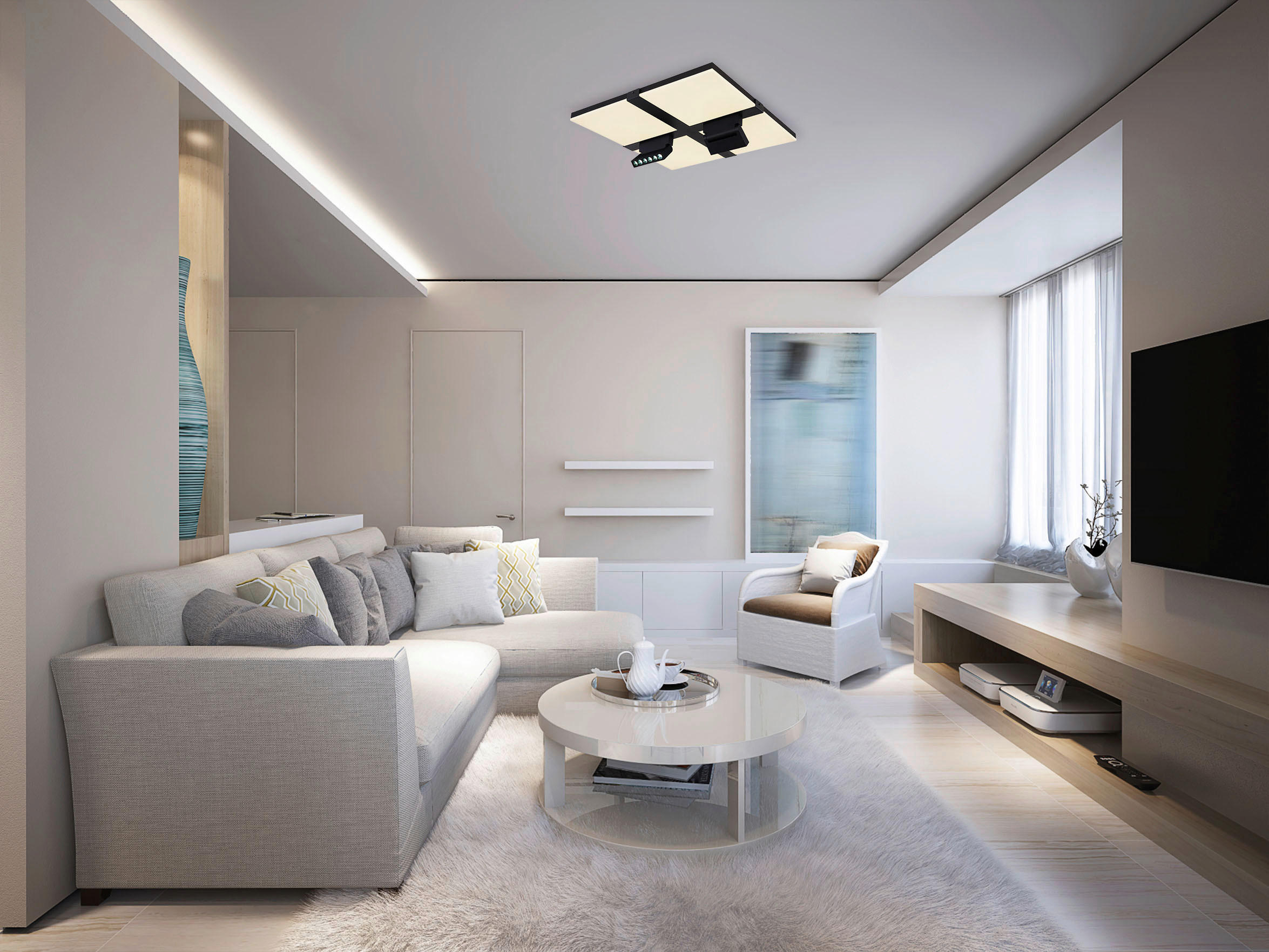 LED-DECKENLEUCHTE 30 W    45/45/16,1 cm  - Weiss/Opal, Design, Kunststoff/Metall (45/45/16,1cm) - Globo