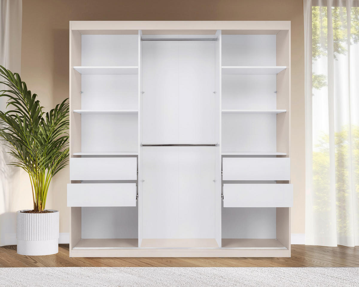 SKRIŇA S POSUVNÝMI DVERAMI, kašmírová, 200/215/59,5 cm - čierna/biela, Modern, kov/kompozitné drevo (200/215/59,5cm) - P & B