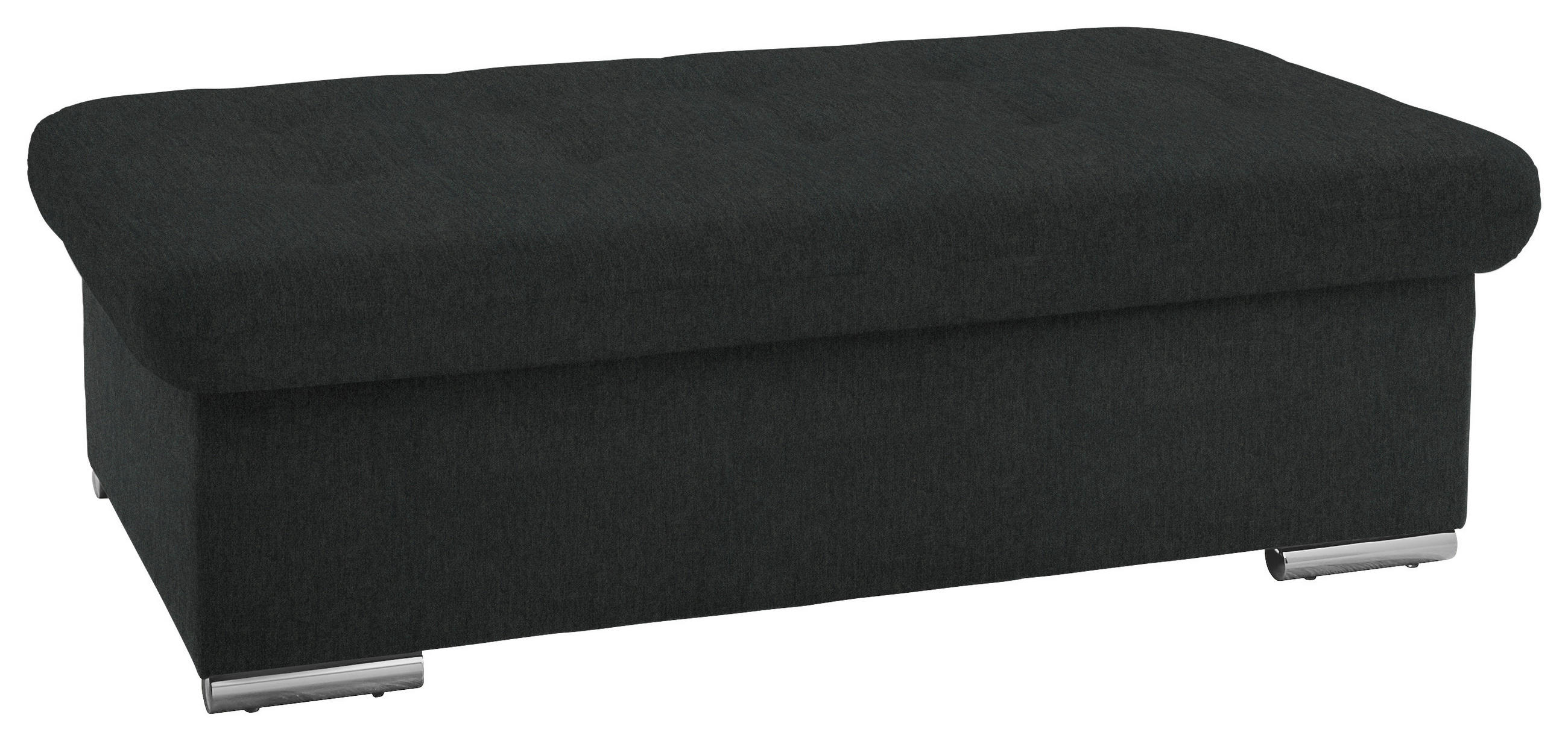 HOCKER in Textil Schwarz  - Silberfarben/Schwarz, Design, Textil/Metall (137/43/74cm) - Cantus
