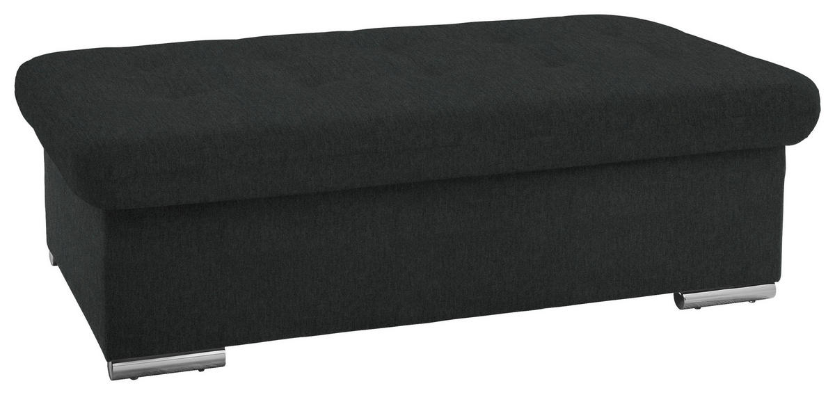 HOCKER in Textil Schwarz  - Silberfarben/Schwarz, Design, Textil/Metall (137/43/74cm) - Cantus