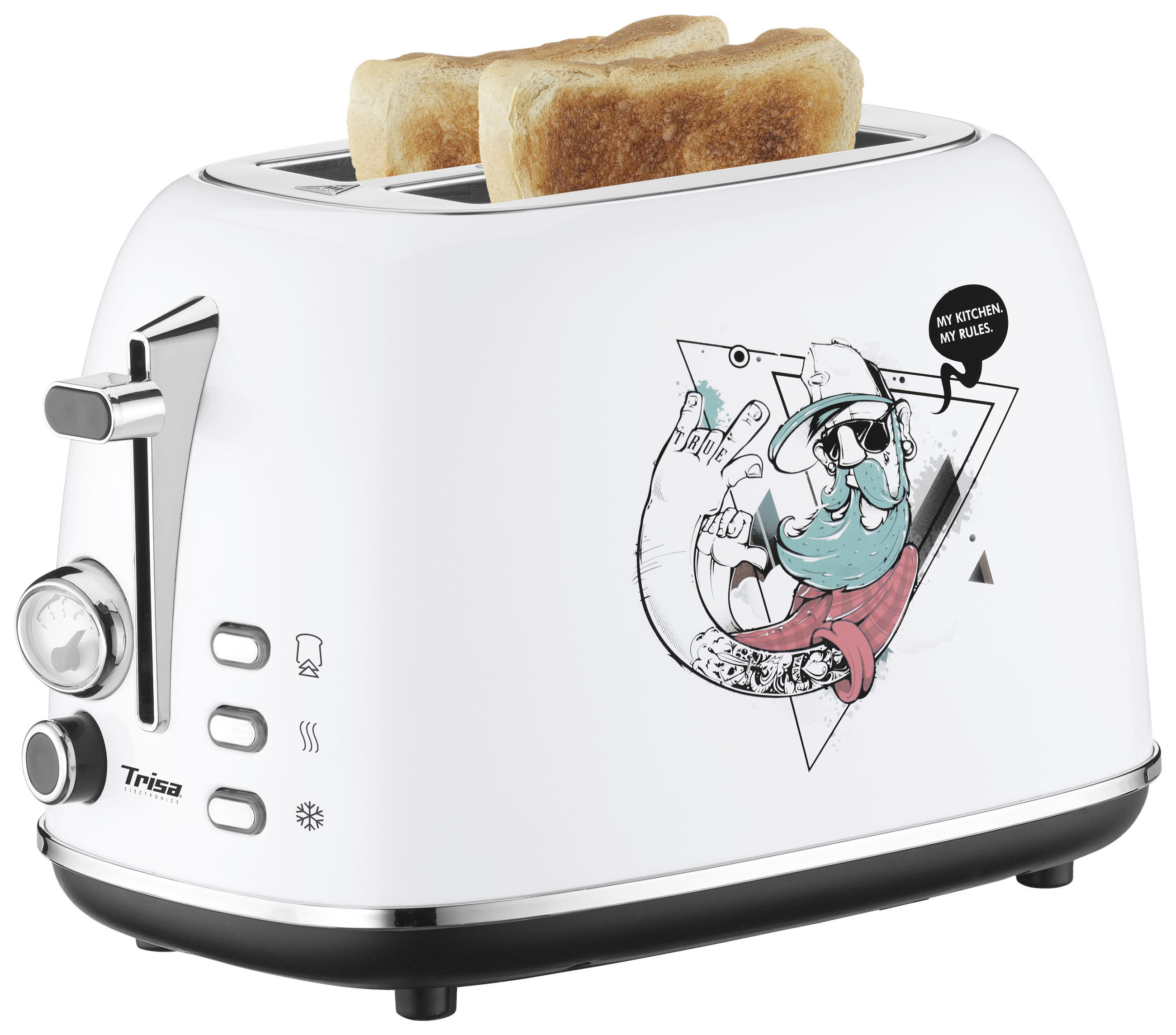 TOASTER  - Weiß, KONVENTIONELL, Metall (18/28/18cm) - Trisa Electronics