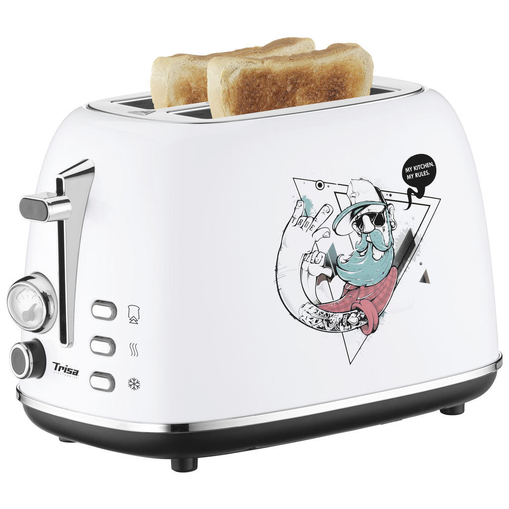 Thumbnail - Trisa Electronics Toaster, Weiß, Metall, 28x18x18 cm, RoHS, Fsc, Krümelschublade, Auftaufunktion, Schnellstoppfunktion, ...