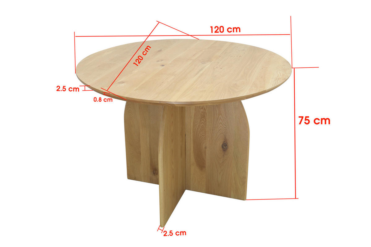 ESSTISCH 120/120/75 cm Echtholz  Holz Eichefarben  - Eichefarben, KONVENTIONELL, Holz (120/120/75cm) - VanDerken