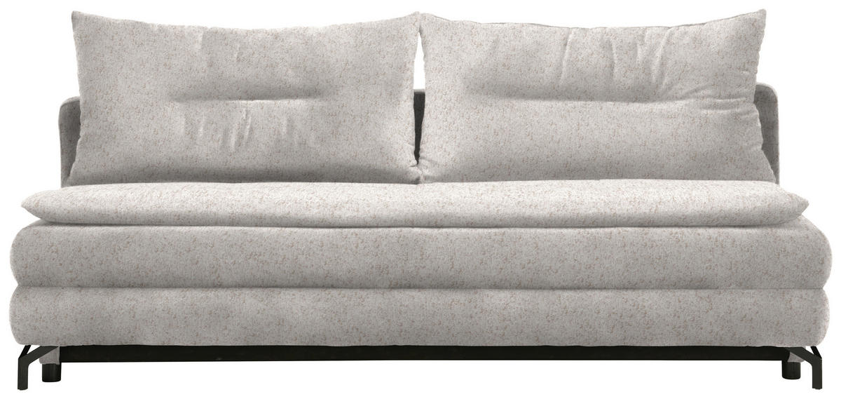 SCHLAFSOFA in Chenille, Plüsch Beige  - Beige/Schwarz, MODERN, Textil/Metall (208/73/92/102cm) - Novel