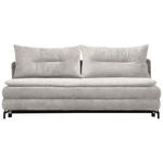 SCHLAFSOFA in Chenille, Plüsch Beige  - Beige/Schwarz, MODERN, Textil/Metall (208/73/92/102cm) - Novel