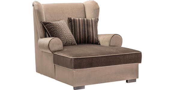 OHRENSESSEL in Textil Braun - Hellgrau/Braun, Trend, Kunststoff/Textil (108/113/142cm) - Hom`in