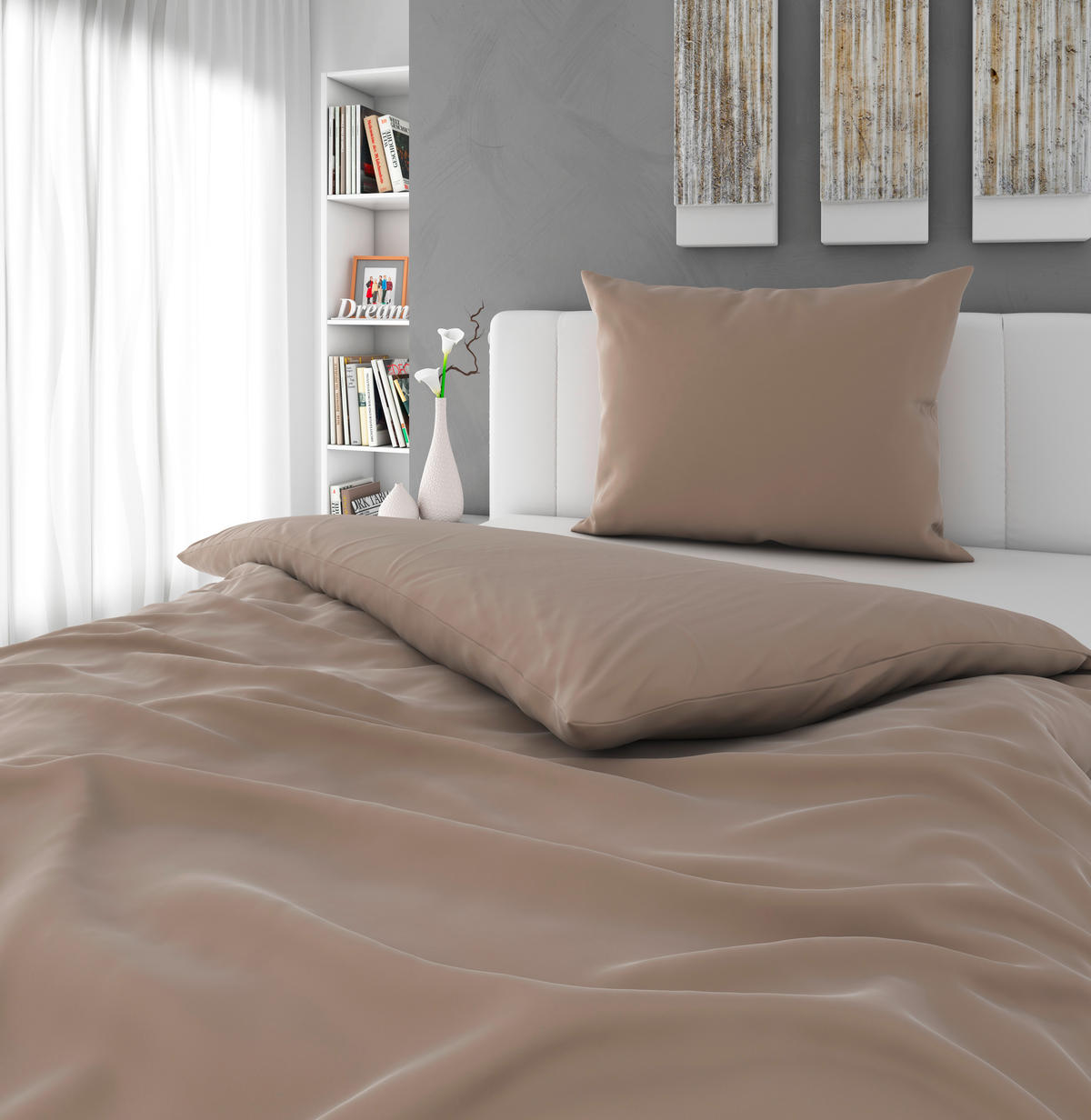 BETTWÄSCHE TANJA Satin 140/220 cm  - Taupe, Basics, Textil (140/220cm) - Novel