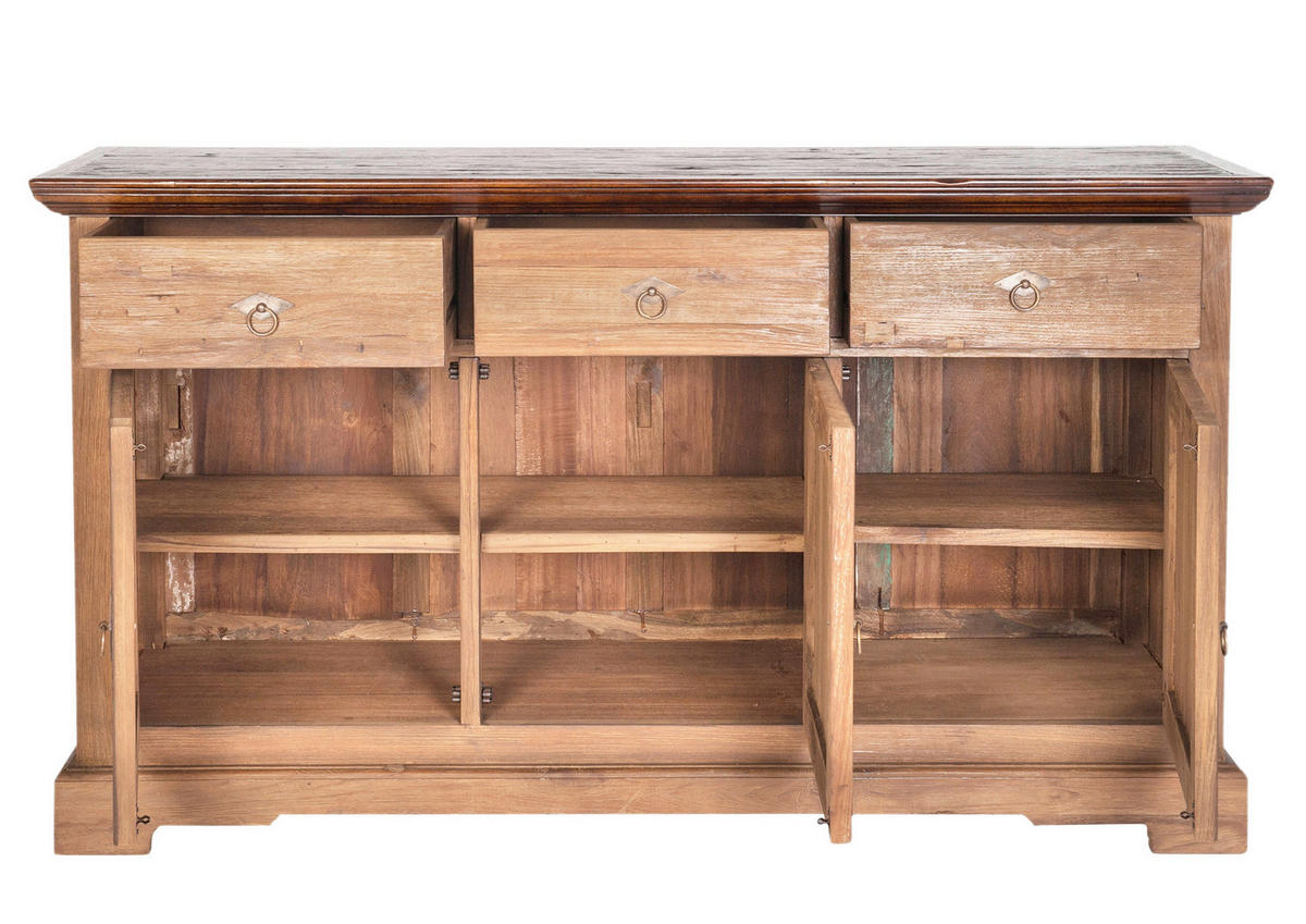 SIDEBOARD  148/83,50/44 cm 3 Schublade(n)  - Messingfarben/Naturfarben, Design, Holz/Metall (148/83,50/44cm) - MID.YOU