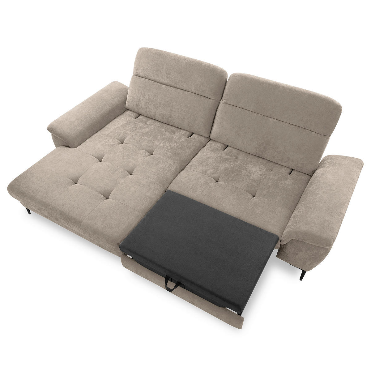 ECKSOFA  Webstoff Taupe  - Taupe/Schwarz, Design, Textil/Metall (195/268cm) - Livetastic