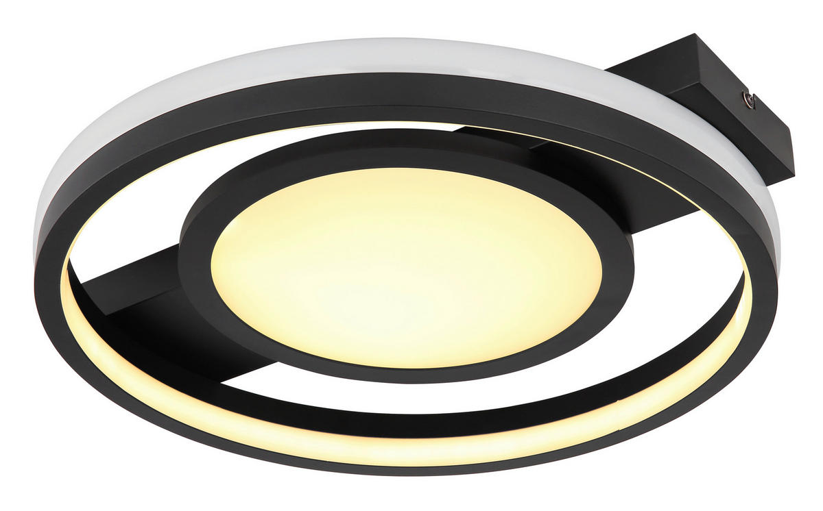 DECKENLEUCHTE 40 W    43/40/6,8 cm  - Weiss/Opal, Trend, Kunststoff/Metall (43/40/6,8cm) - Globo