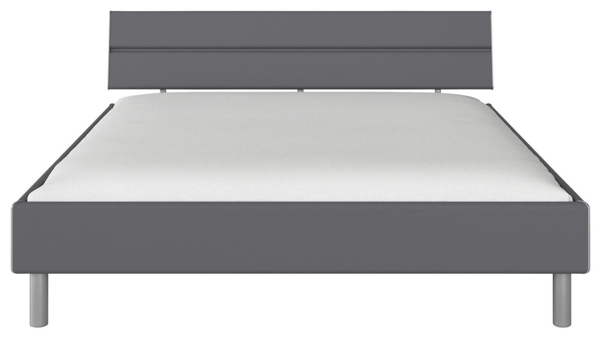 BETT 180/200 cm,  in Grau,  - Alufarben/Grau, Design, Metall (180/200cm) - Carryhome