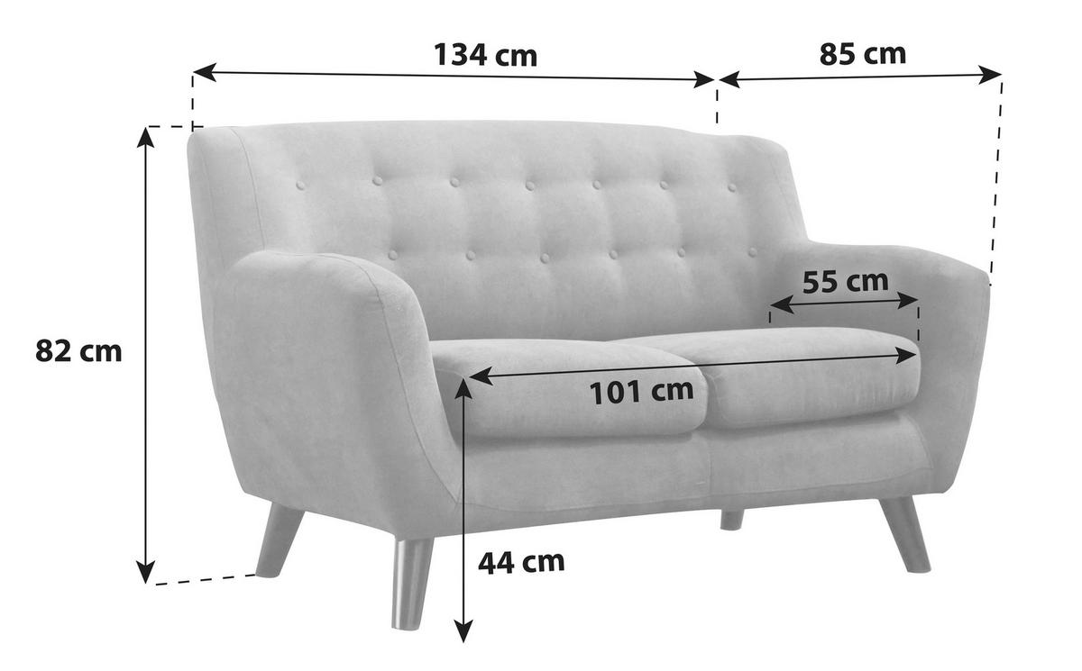 2-SITZER-SOFA in Mikrofaser Schwarz, Dunkelgrau  - Dunkelgrau/Schwarz, MODERN, Holz/Textil (134/82/80,5cm) - Luca Bessoni