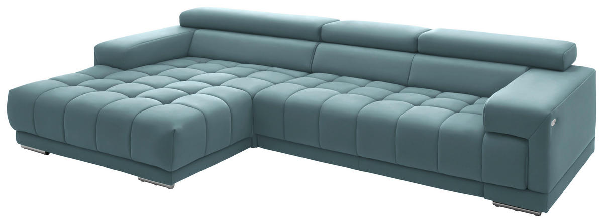 ECKSOFA Mikrofaser Hellblau  - Silberfarben/Hellblau, Design, Textil/Metall (190/335cm) - Beldomo Speed