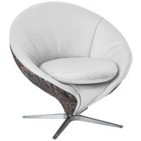 SESSEL in Jacquard Kombination Echtleder/Stoff Weiß  - Weiß/Nickelfarben, Design, Leder/Textil (84/81/79cm) - Koinor