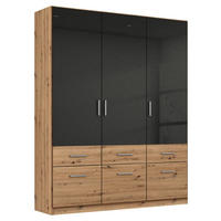 KLEIDERSCHRANK in Dunkelgrau, Eiche Artisan  - Dunkelgrau/Silberfarben, Design, Holzwerkstoff/Kunststoff (136/197/54cm) - Carryhome