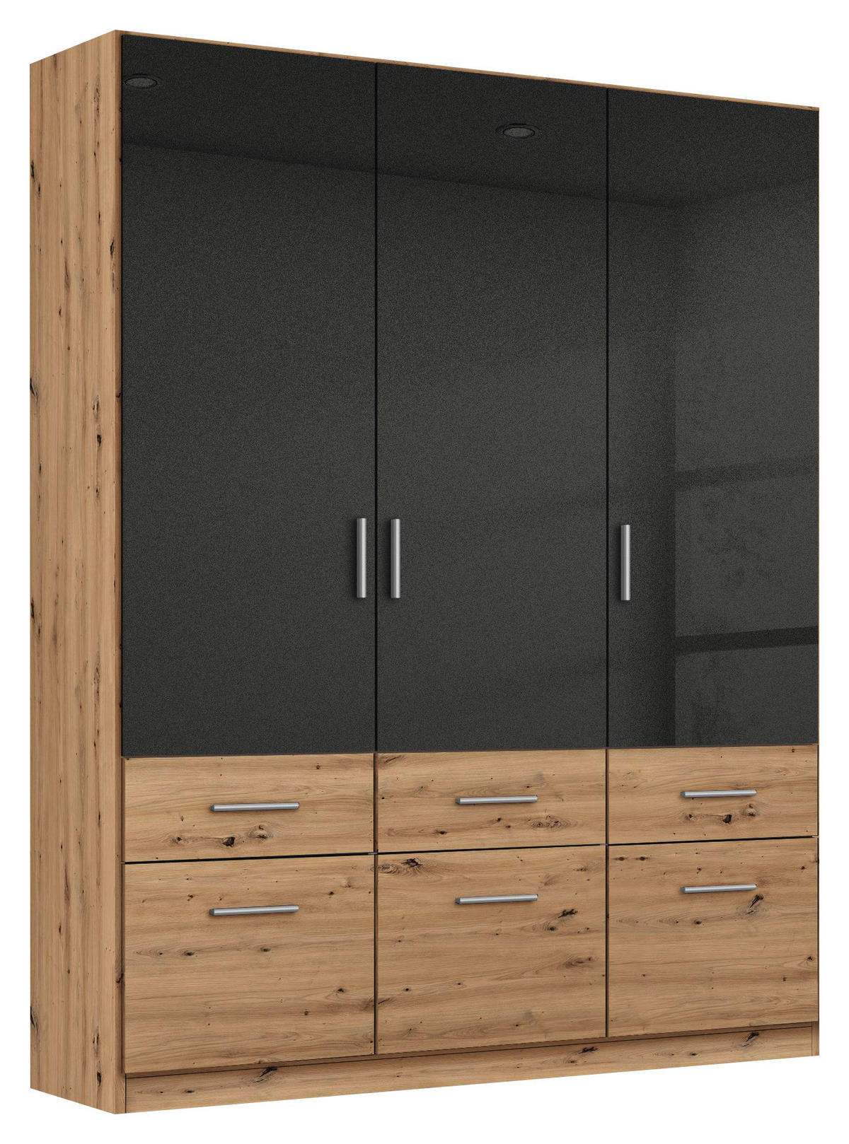 KLEIDERSCHRANK in Dunkelgrau, Eiche Artisan  - Dunkelgrau/Silberfarben, Design, Holzwerkstoff/Kunststoff (136/197/54cm) - Carryhome
