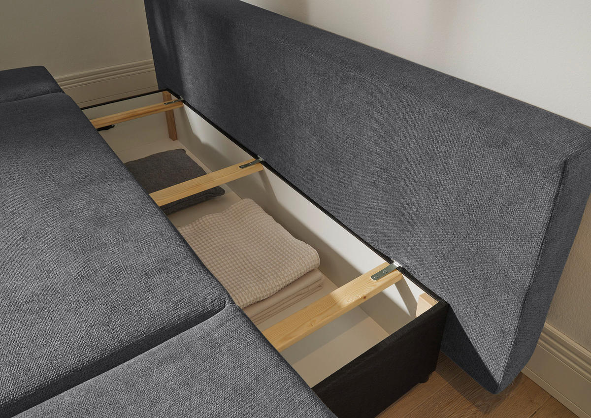SCHLAFSOFA in Mikrofaser Anthrazit  - Anthrazit/Schwarz, Konventionell, Holzwerkstoff/Kunststoff (212/88/101cm) - MID.YOU
