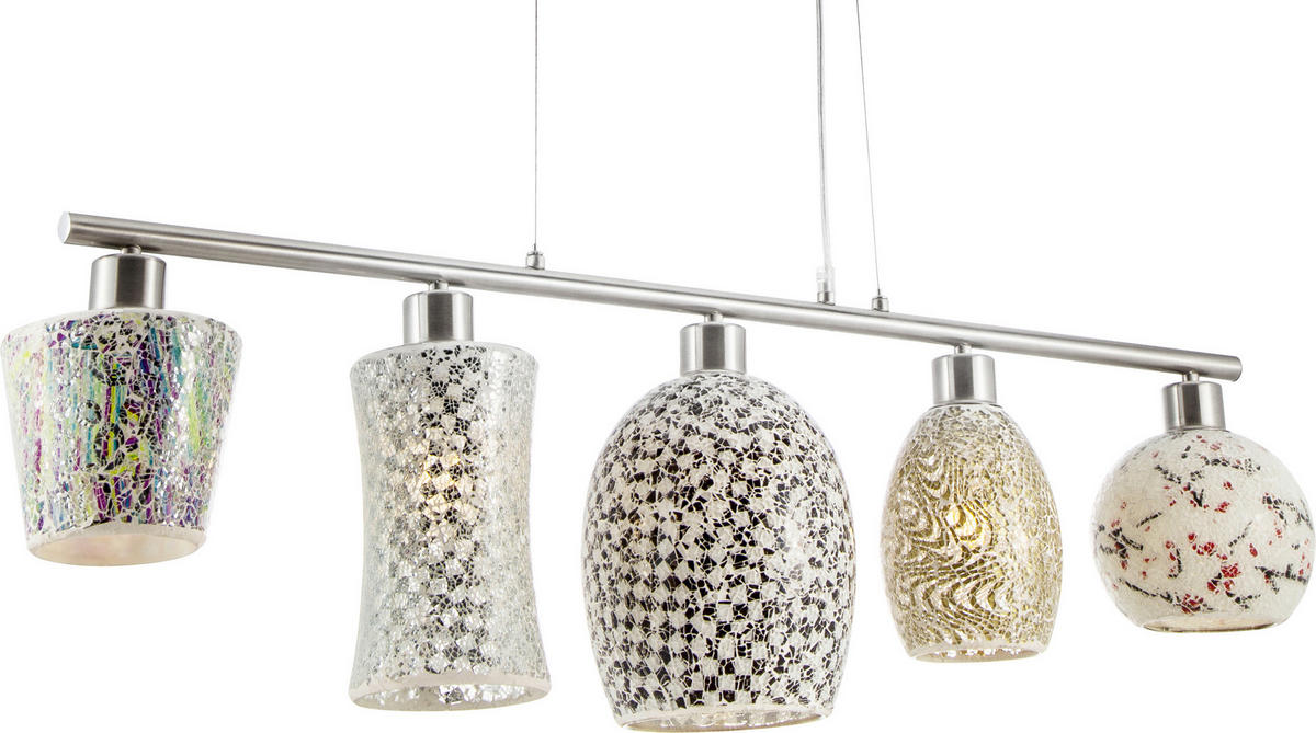 HÄNGELEUCHTE 90/17,5/150 cm  - Multicolor/Nickelfarben, KONVENTIONELL, Glas/Metall (90/17,5/150cm) - Globo