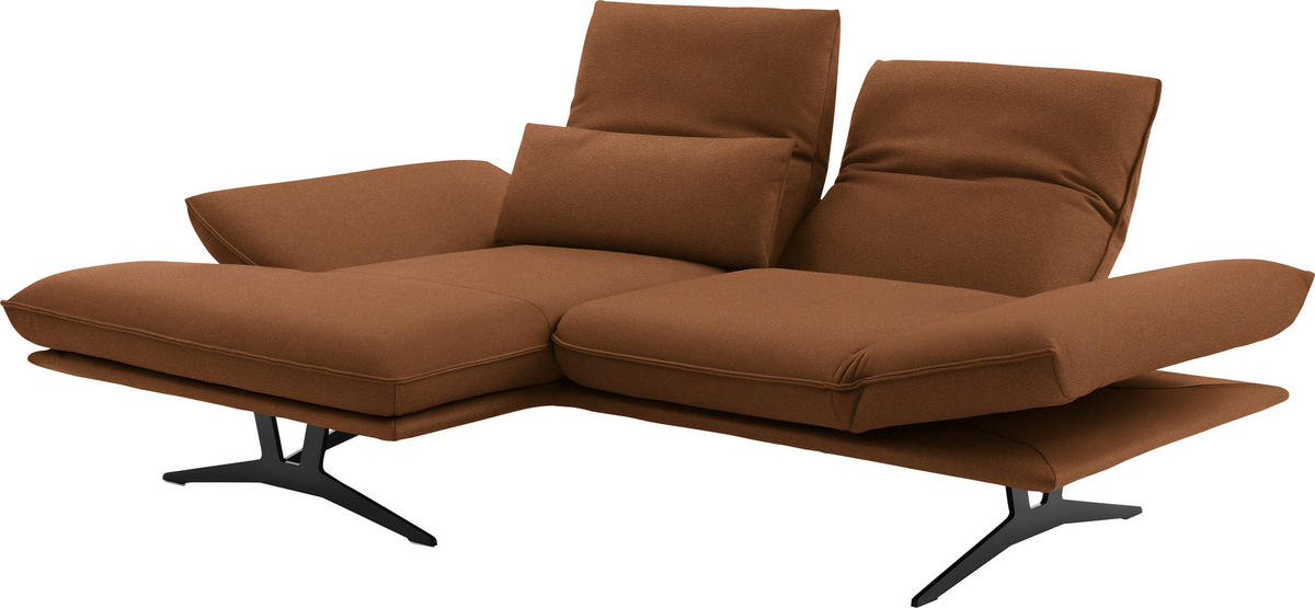 ECKSOFA in Echtleder Hellbraun  - Hellbraun/Gelb, Design, Leder/Metall (130/210cm) - Dieter Knoll