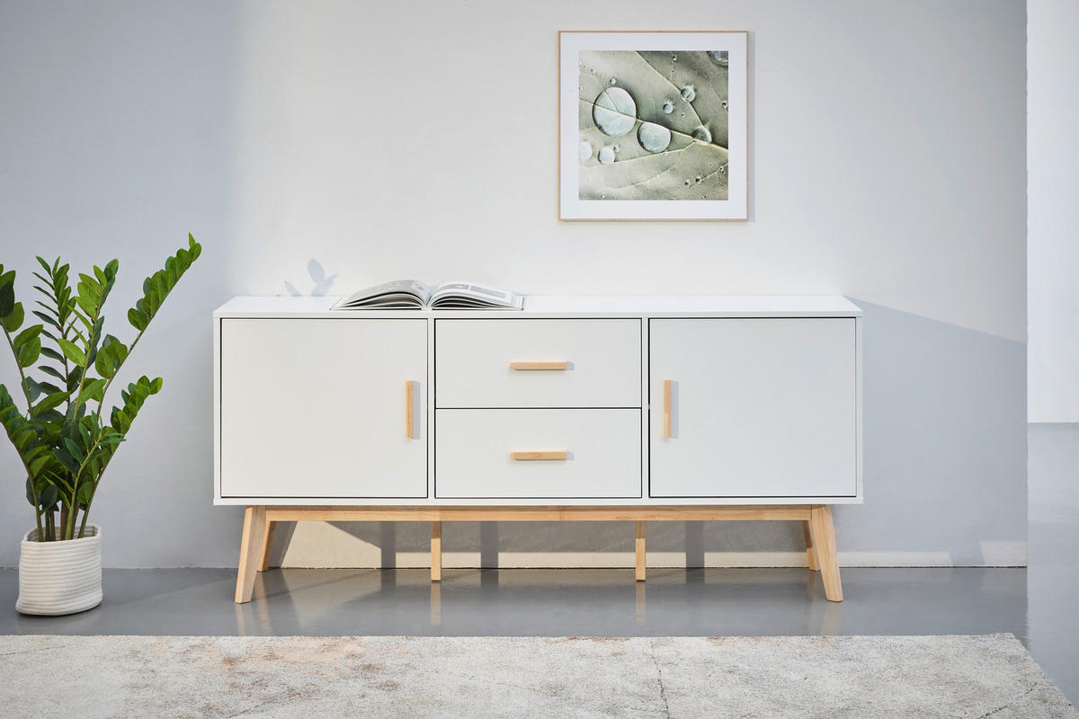 SIDEBOARD 160/72/40 cm  in Naturfarben, Weiss  - Weiss/Naturfarben, Design, Holz/Holzwerkstoff (160/72/40cm) - MID.YOU