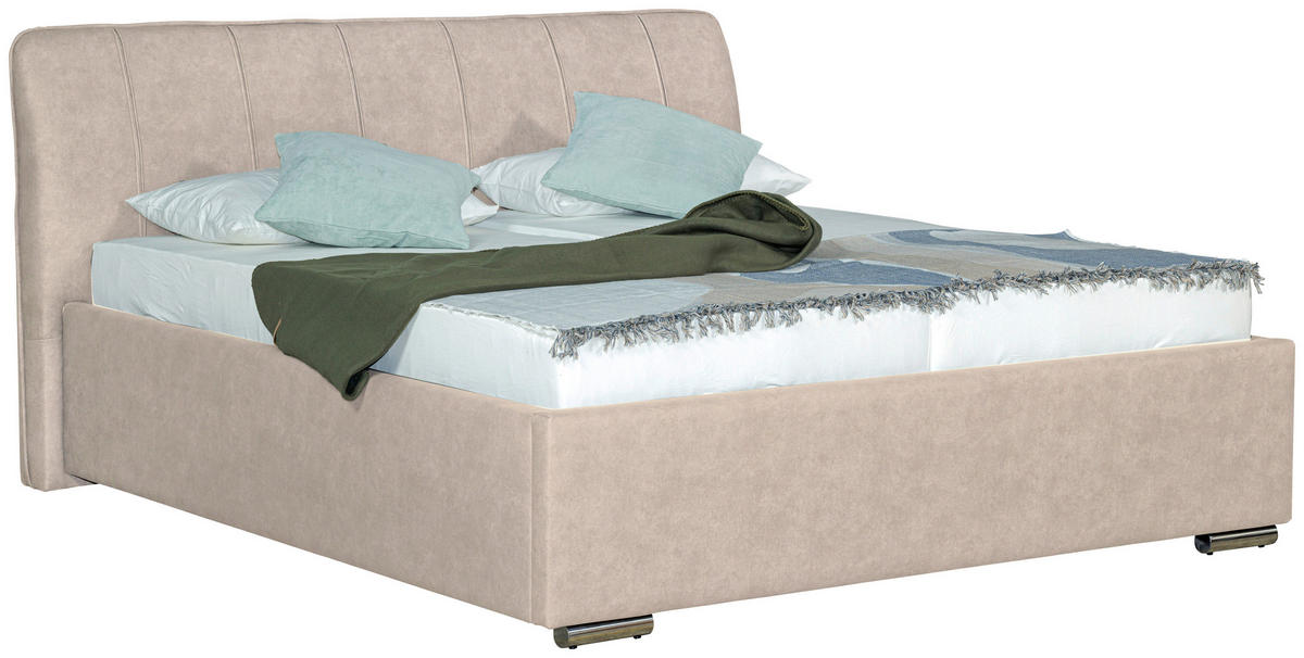 POLSTERBETT 180/200 cm  in Creme  - Chromfarben/Creme, Basics, Holz/Textil (180/200cm) - Boxxx