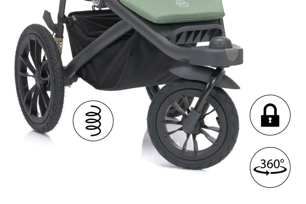 JOGGER Set Jogger Run  - Schwarz/Olivgrün, Basics, Textil/Metall (125/57/107cm) - Fillikid